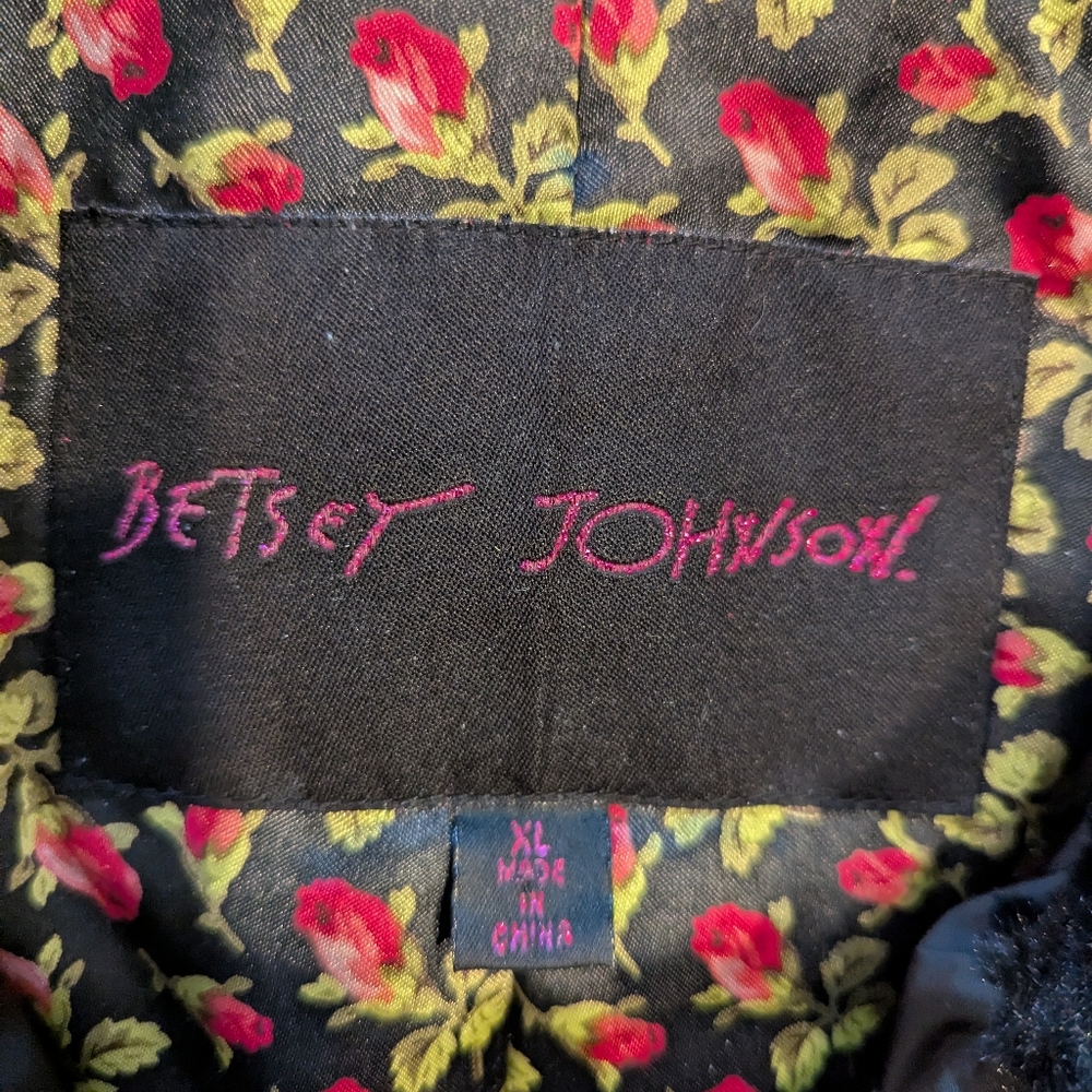 BETSEY JOHNSON Black Belted Soft Shell Jacket Size XL - Picture 4 of 11